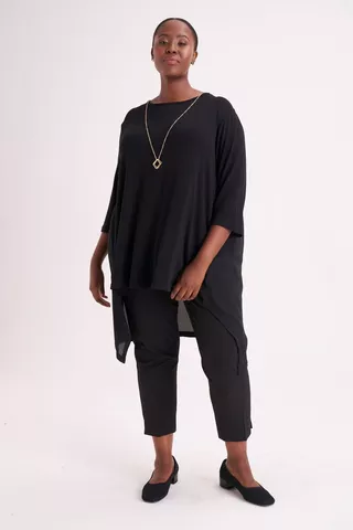 BLACK A-LINE TUNIC WITH NECKLACE