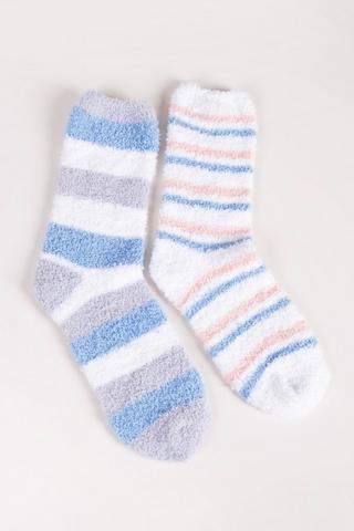 2 PACK FLUFFY SOCKS - 4-7 - White