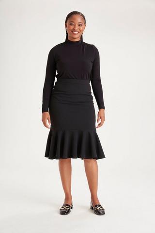 PEPLUM FRILL SKIRT BLACK