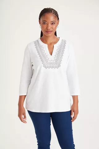 EMBROIDERED TOP WHITE