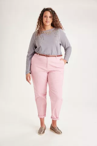 BELTED CHINO PANTS PINK