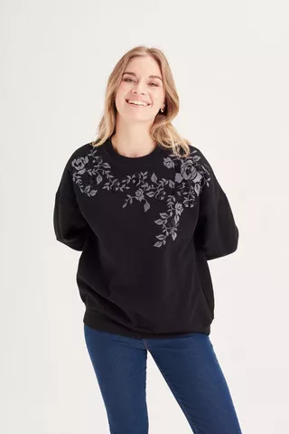EMBROIDERED FLEECE PULLOVER