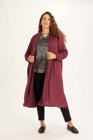 LIGHT WEIGHT PLEATED COVER UP BURGUNDY