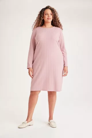 CABLE KNIT BODYCON DRESS PINK