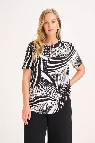 ABSTRACT PRINT MONOCHROME TOP
