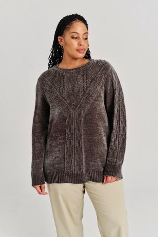 CHENILLE KNITTED PULLOVER FATIGUE