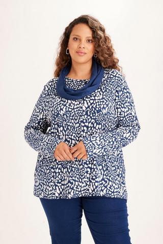 LONG SLEEVE TOP WITH SNOOD XL Multi MILADYS