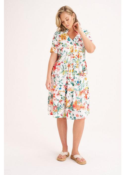 Miladys - Become a pro at mixing prints with one easy shift dress. (Did we  mention the super-flattering peasant neckline? It's a summer must-have.)  View More Dresses Here:  FASHION/Dresses.aspx