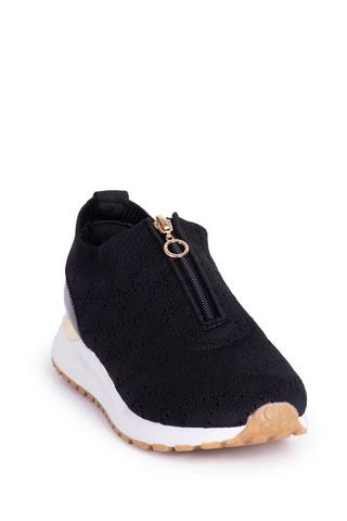 ZIP UP QUILTED TRAINERS BLACK