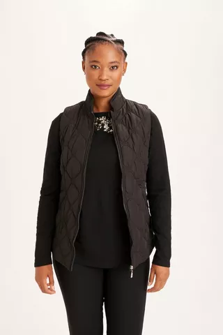 QUILTED PUFFER GILET BLACK