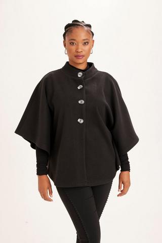 MELTON BLACK PONCHO - 3XL - Black | MILADYS