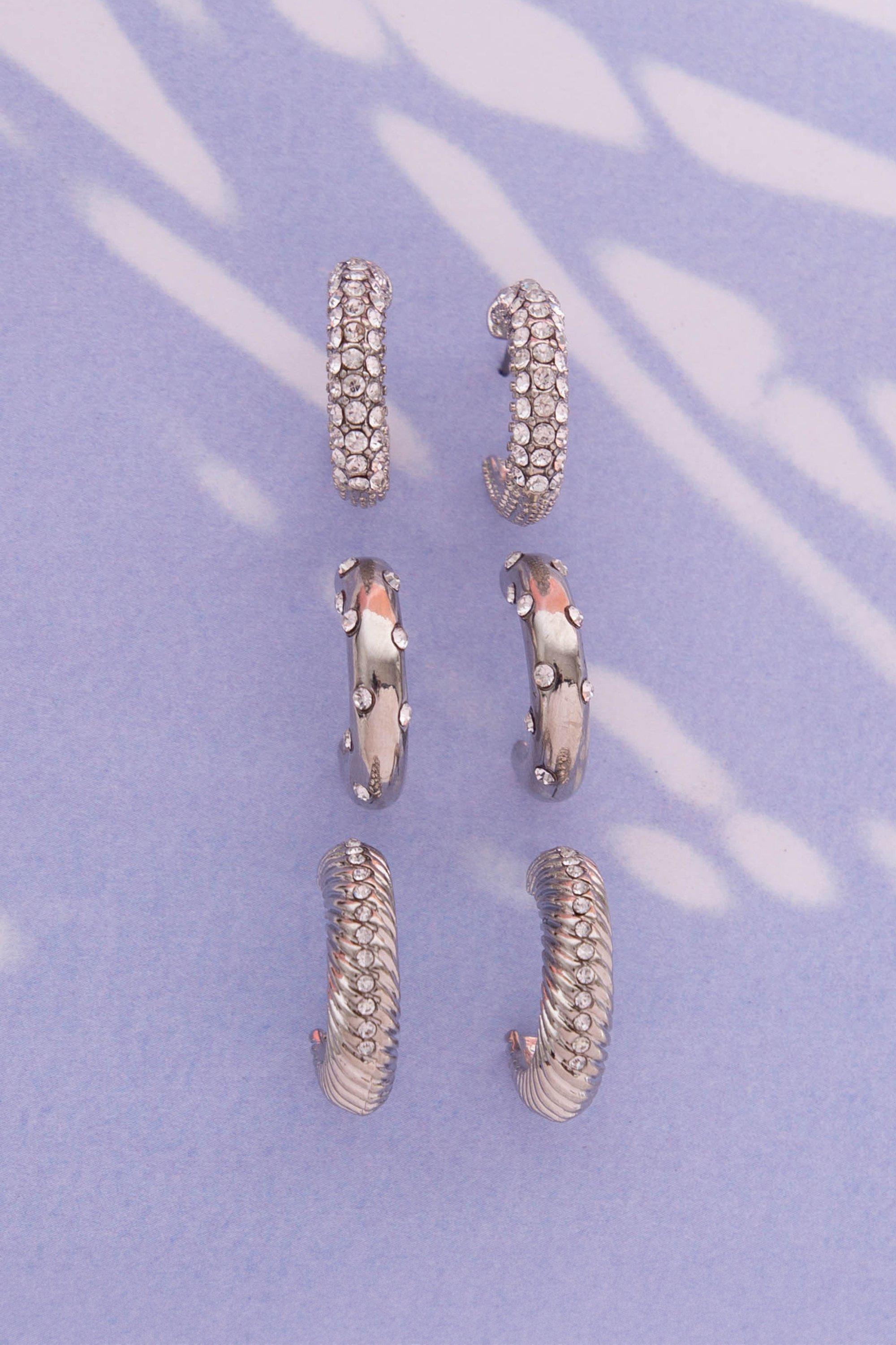 3 PACK EARRINGS - 1 - Silver