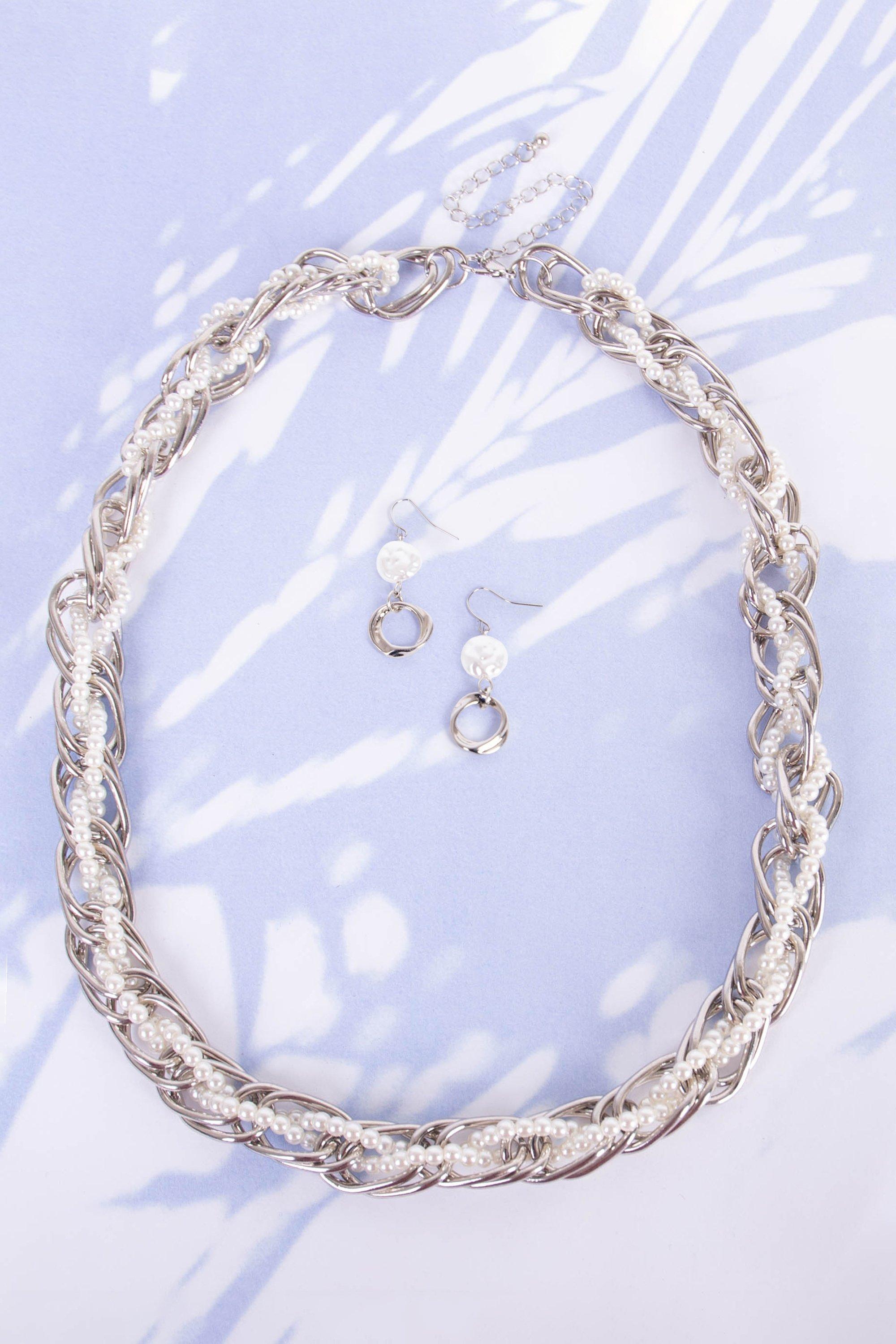 PEARL TRIM NECKLACE - 1 - Silver