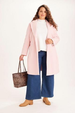 LINED MELTON COAT PINK - 3XL - Blush Pink | MILADYS