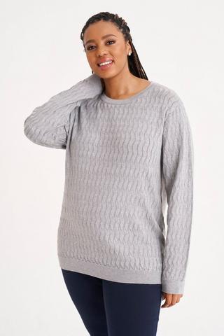 KNITTED PULLOVER TEXTURED GREY