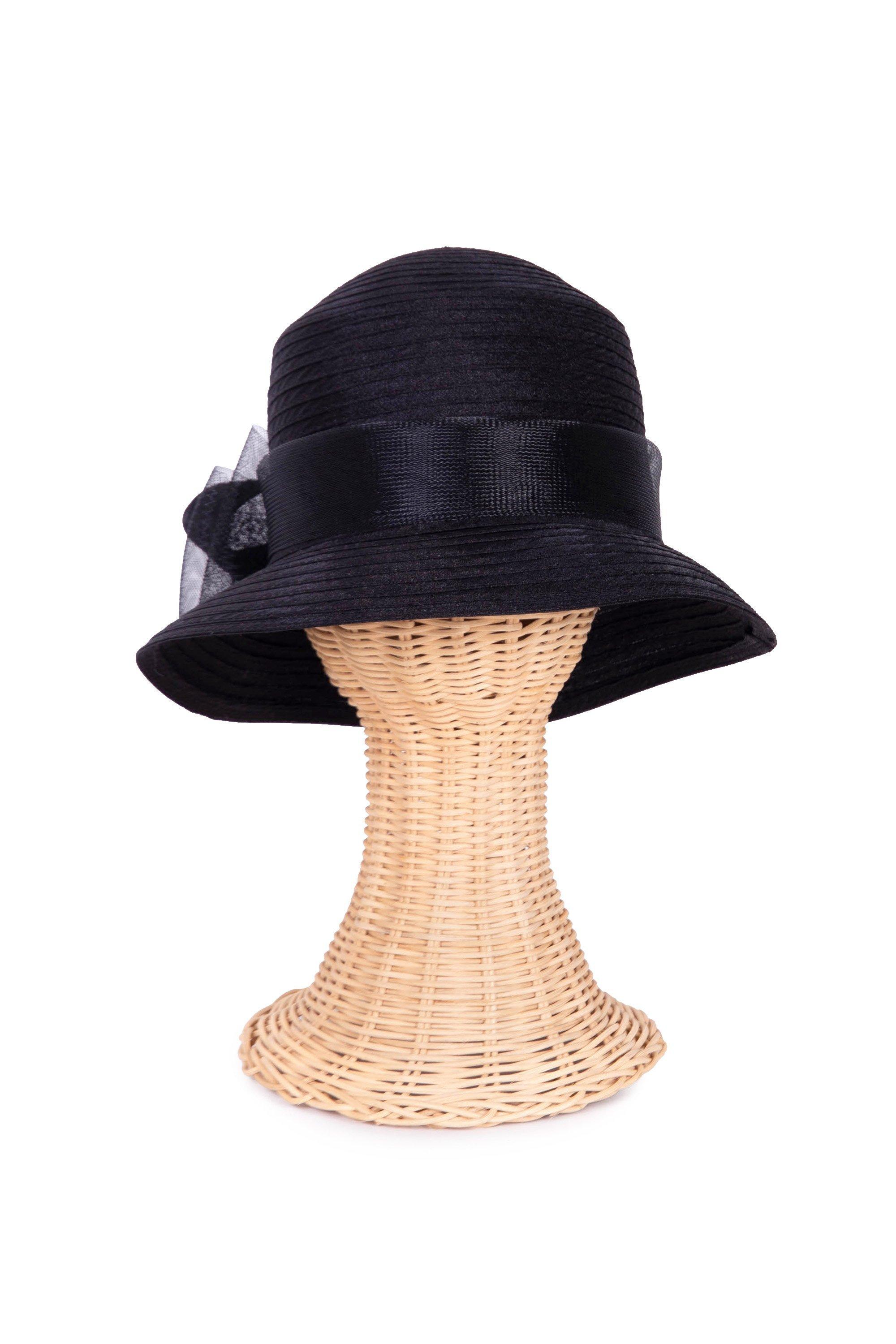 BLACK SATIN CLOCHE - 1 - Black