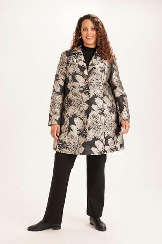 FLOWER JACQUARD COAT 107 Antique Gold MILADYS