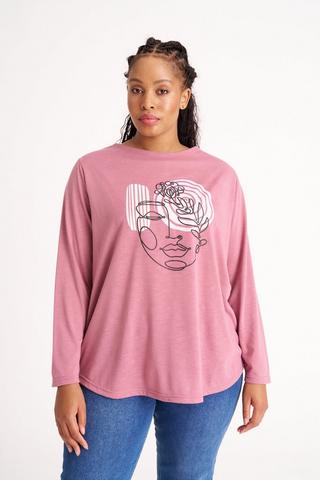 PLACEMENT PRINT TEE PINK