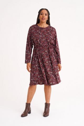 PRINTED SHIFT DRESS BURGUNDY - XXL - Burgundy | MILADYS