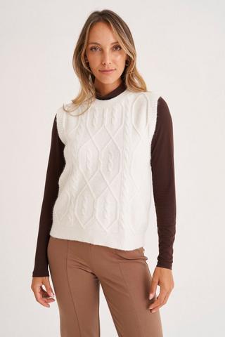 KNITTED SLEEVELESS PULLOVER