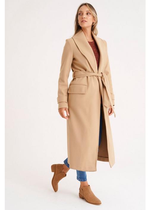 LONGER LENGTH MELTON JACKET - 3XL - Camel | MILADYS