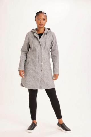 HOODED MELTON JACKET GREY