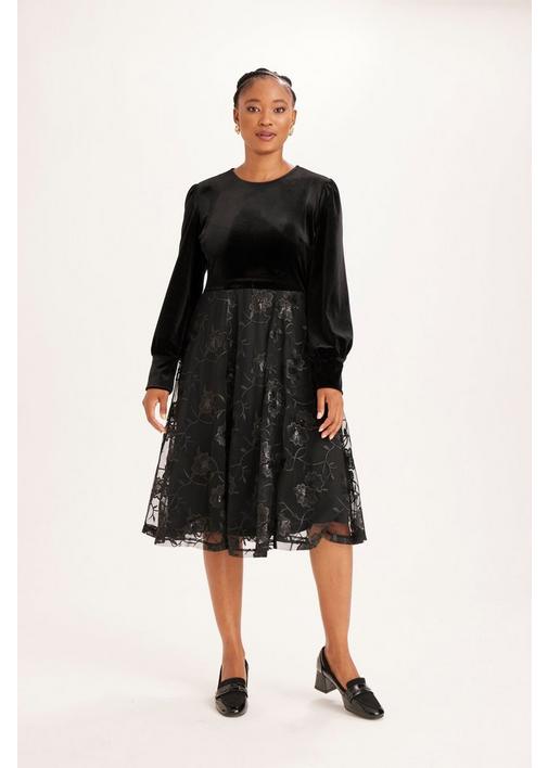 FIT AND FLARE DRESS BLACK XXL Black MILADYS