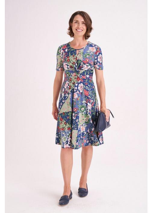 PRINTED KNOT DRESS - XL - Navy