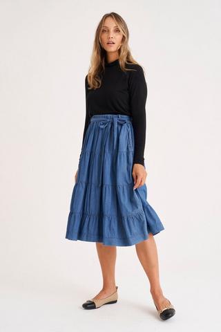 A-LINE TIERED SKIRT