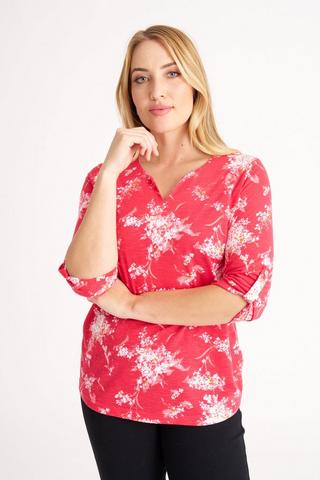 FLORAL PRINT T-SHIRT RED