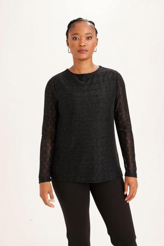 LACE TOP BLACK - XXL - Black | MILADYS