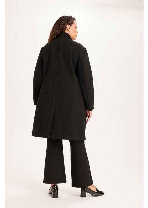 LINED MELTON COAT BLACK - 3XL - Black | MILADYS