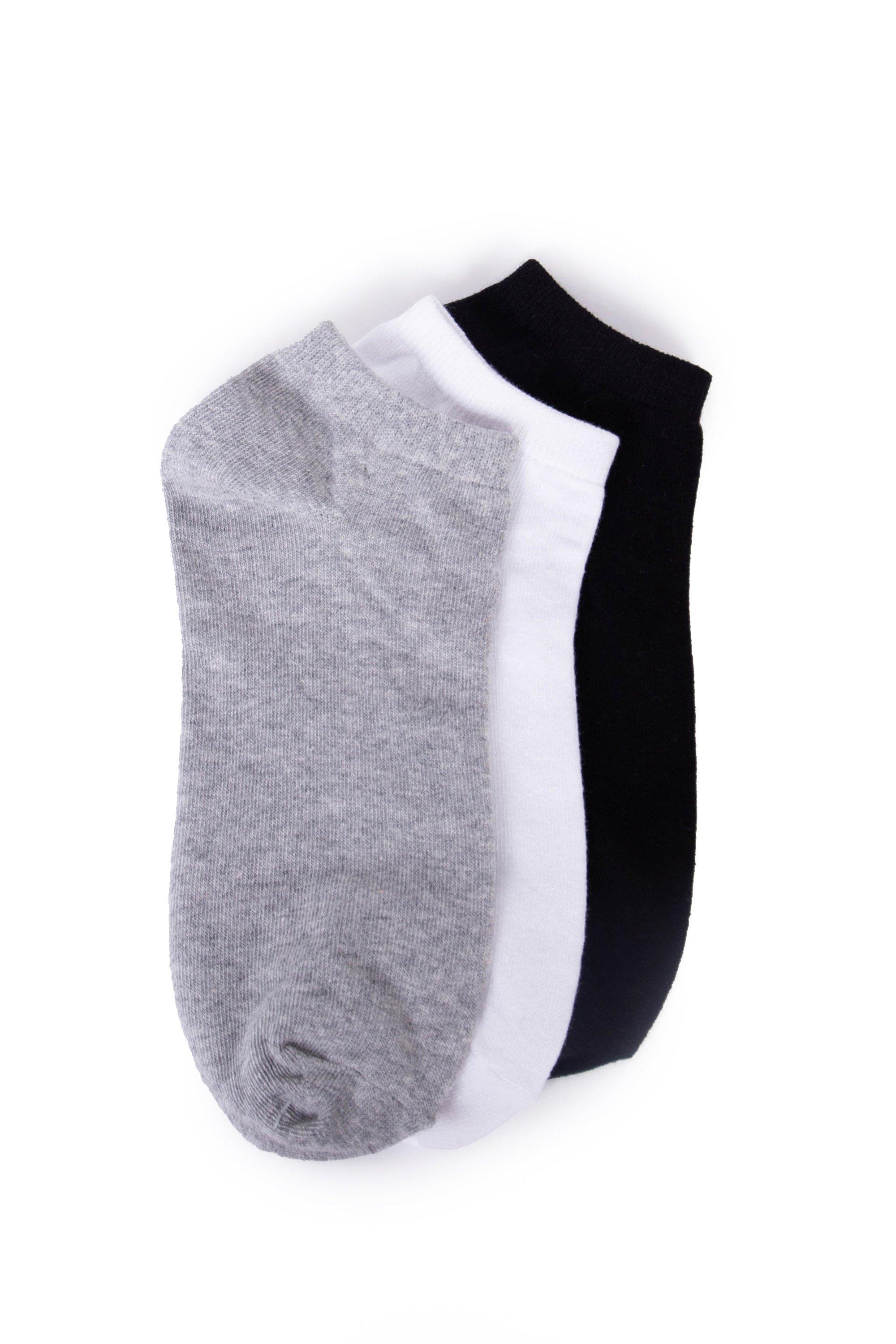 3 PACK ANKLE SOCKS - 4-7 - Assorted