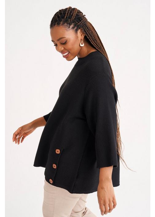 KNITTED PULLOVER BLACK - XL - Black | MILADYS