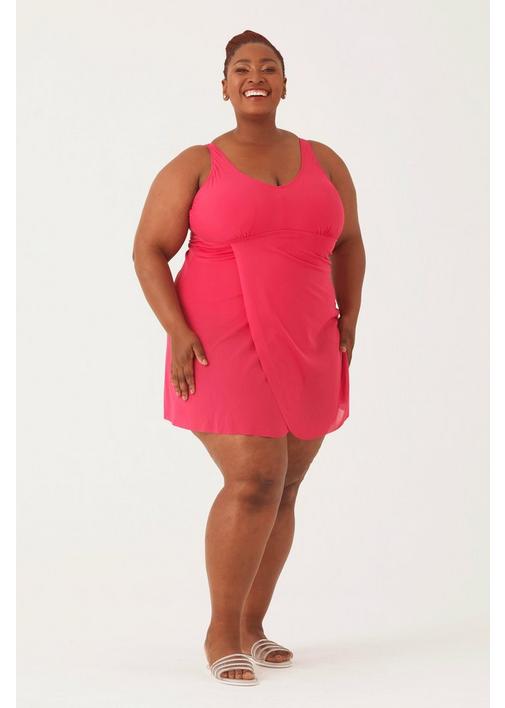 Plus Size Miladys Shapewear WONDERFIT MESH SWIMDRESS PINK 127