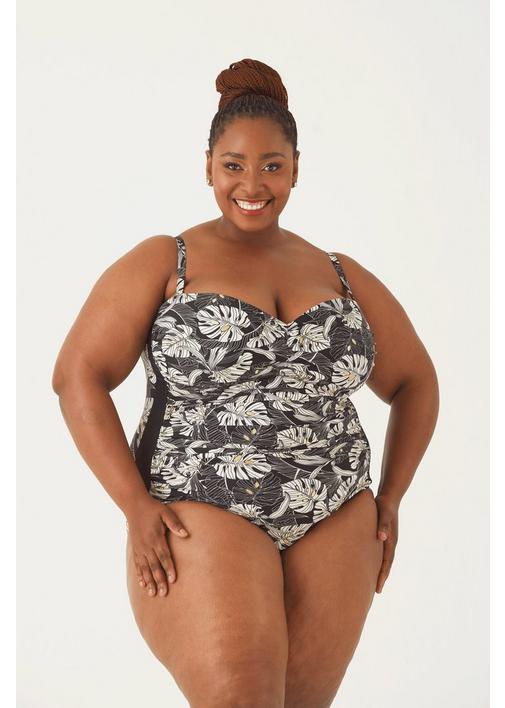 WONDERFIT ONE PIECE SWIMSUIT PRINTED 127 Black MILADYS