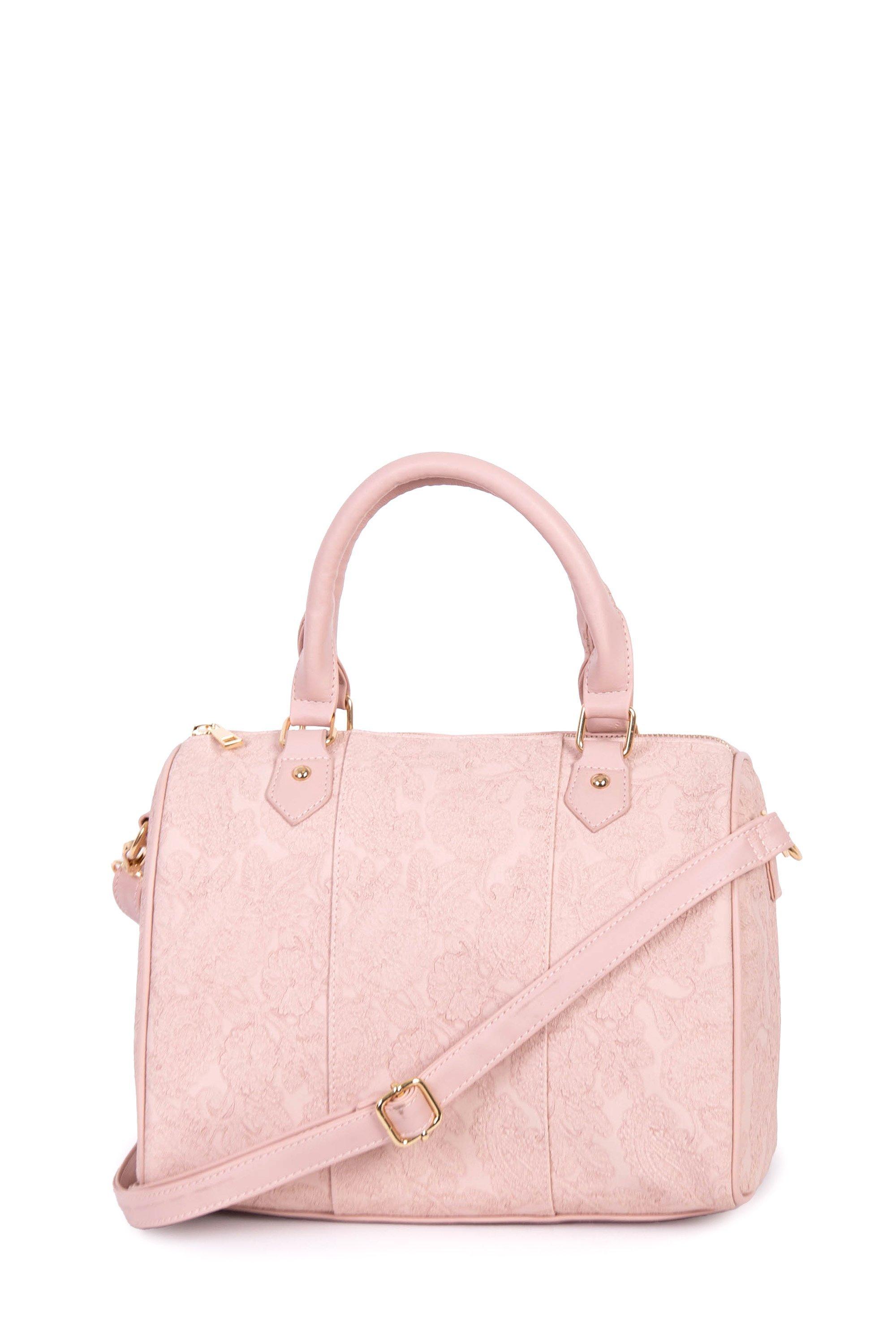 EMBOSSED BARREL BAG PINK - 1 - Baby Pink