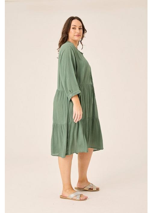 SAGE LUREX PEASANT DRESS S Sage MILADYS