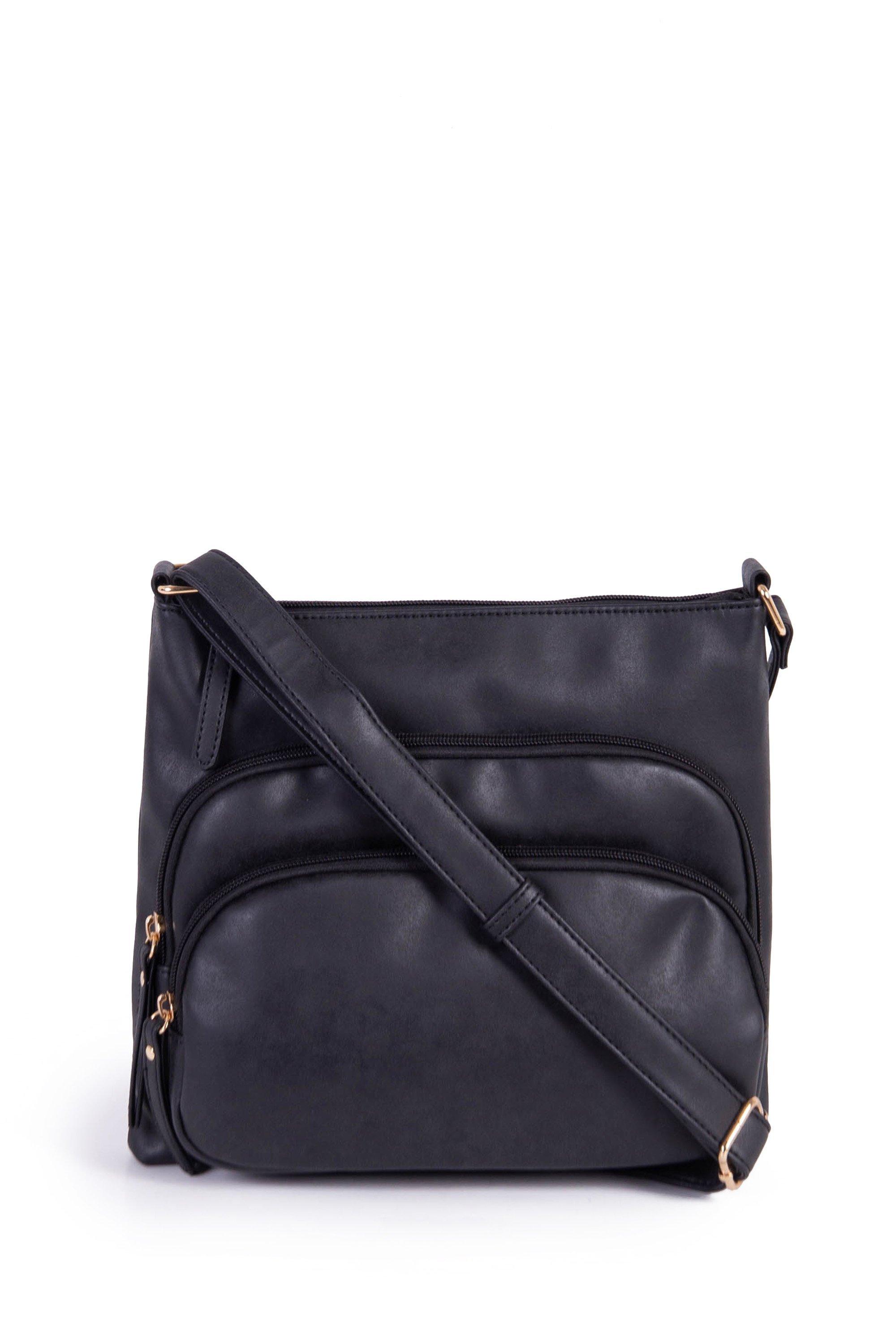 3 COMPARTMENT CROSSBODY BAG - 1 - Black