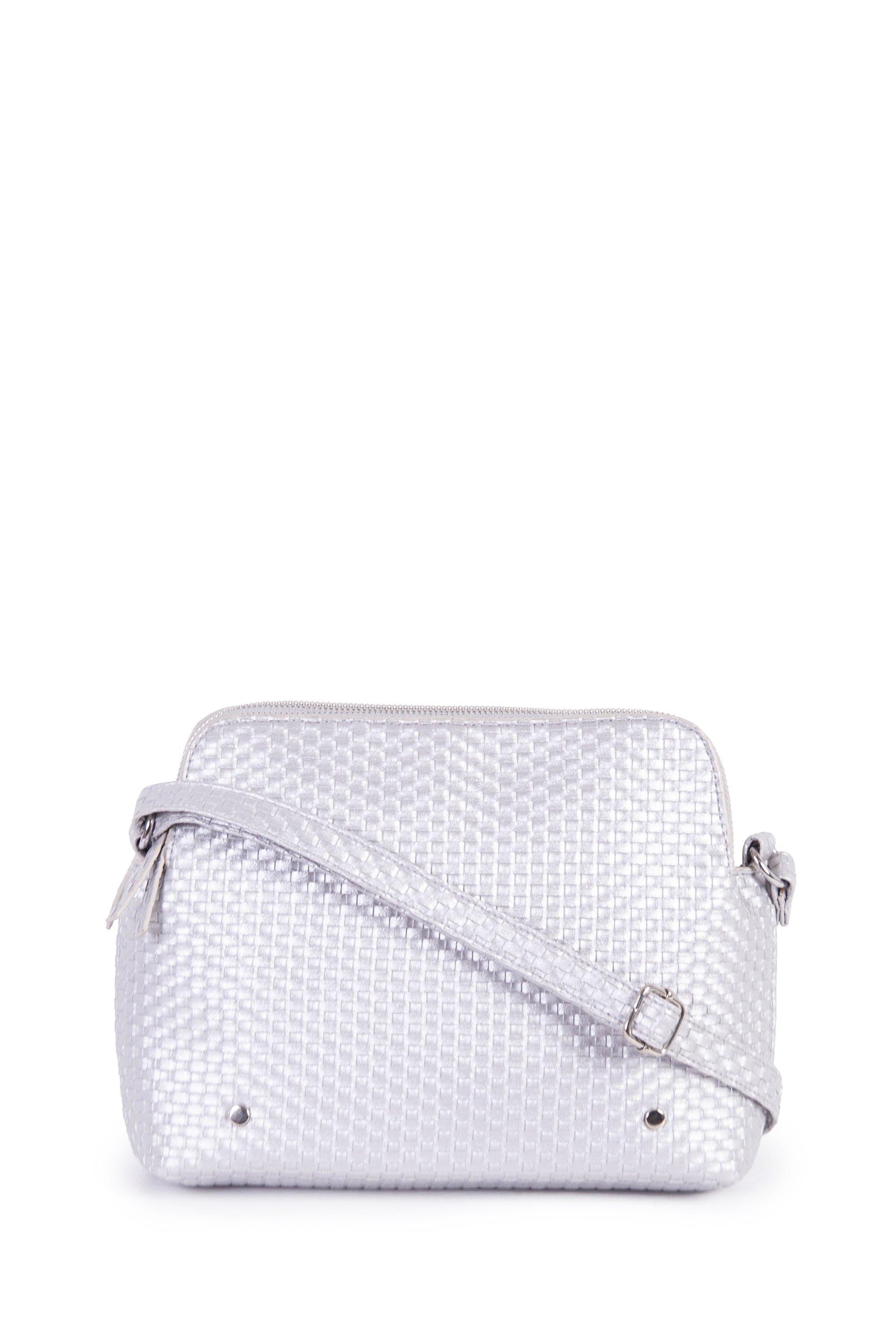 METALLIC DOME CROSSBODY BAG - 1 - Pewter