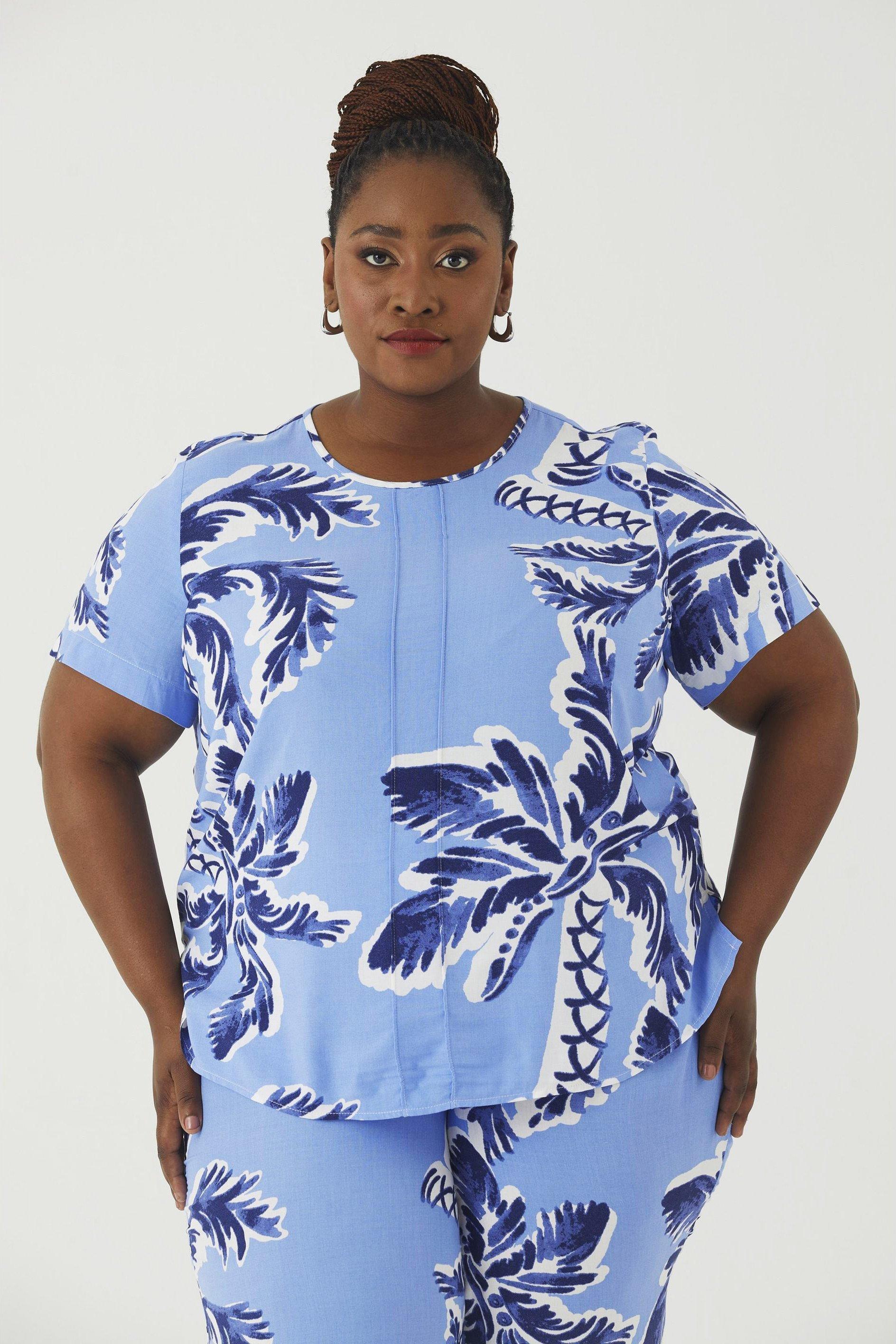 PALM PRINT BOXY TOP