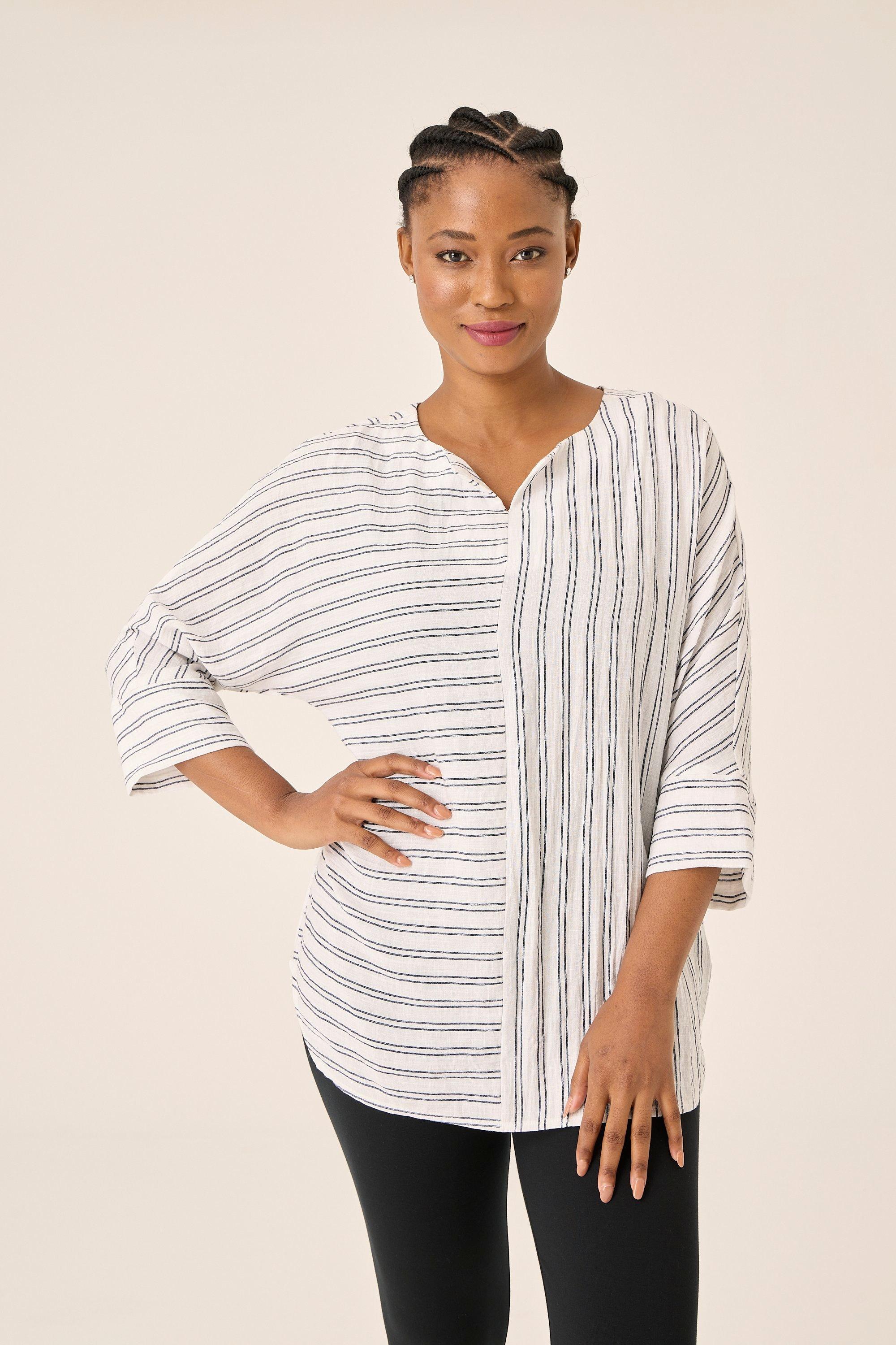 STRIPE HENLEY TOP MONOCHROME