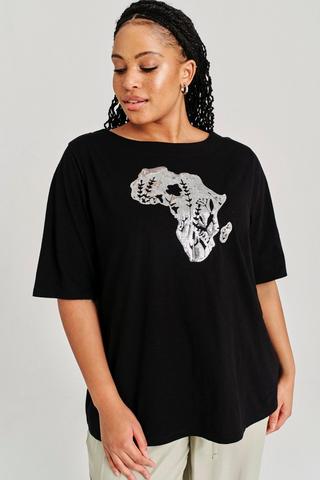 FOIL PRINT TEE BLACK