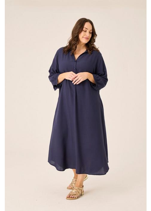 HENLEY A-LINE DRESS NAVY - M - Navy | MILADYS