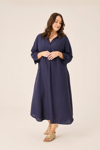 HENLEY A-LINE DRESS NAVY