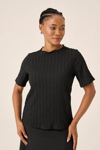 TEXTURED KNIT TOP BLACK