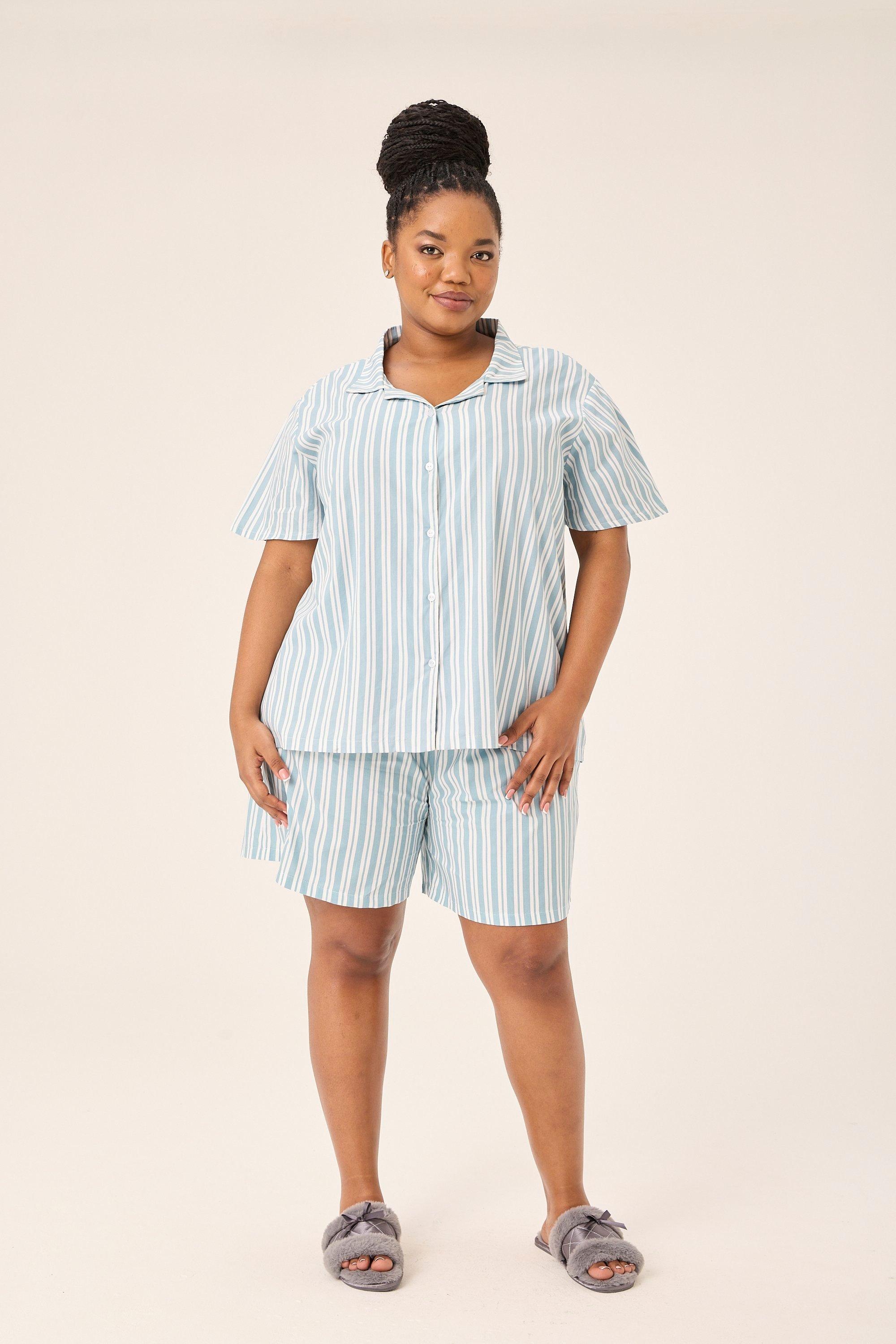 BUTTON THROUGH STRIPE SLEEP SET