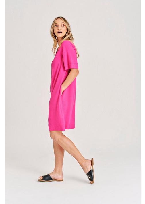 LINEN CERISE SHIFT DRESS L Cerise MILADYS