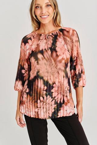 FLORAL PRINT PLEATED TOP