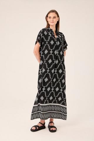 MONOCHROME PRINT KAFTAN DRESS